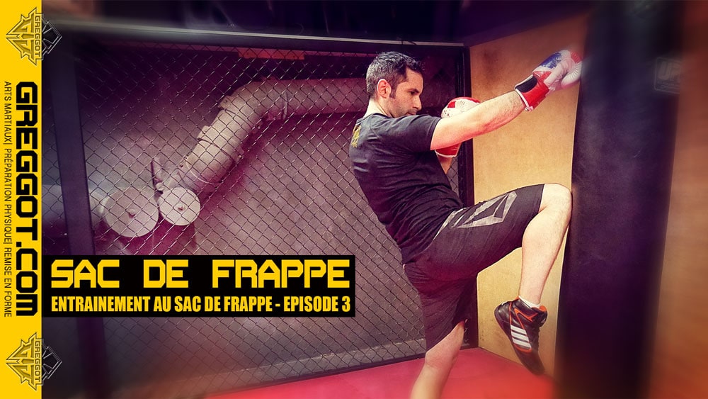 Boxe-Entrainement-Sac-Frappe-Genou-Episode-35-Middle-Kick-Genou-Low-Kick